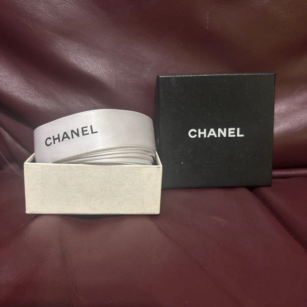 Chanel Authentic EMPTY‎ Small Black Storage Gift Box with and White Ribbon